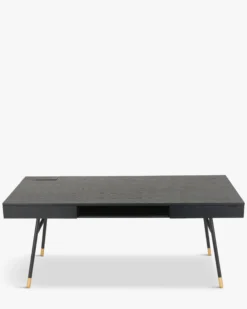 Bureau, Bois de frêne, métal noir & doré, L180 Solomon