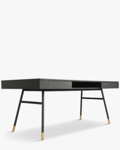 Bureau, Bois de frêne, métal noir & doré, L180 Solomon