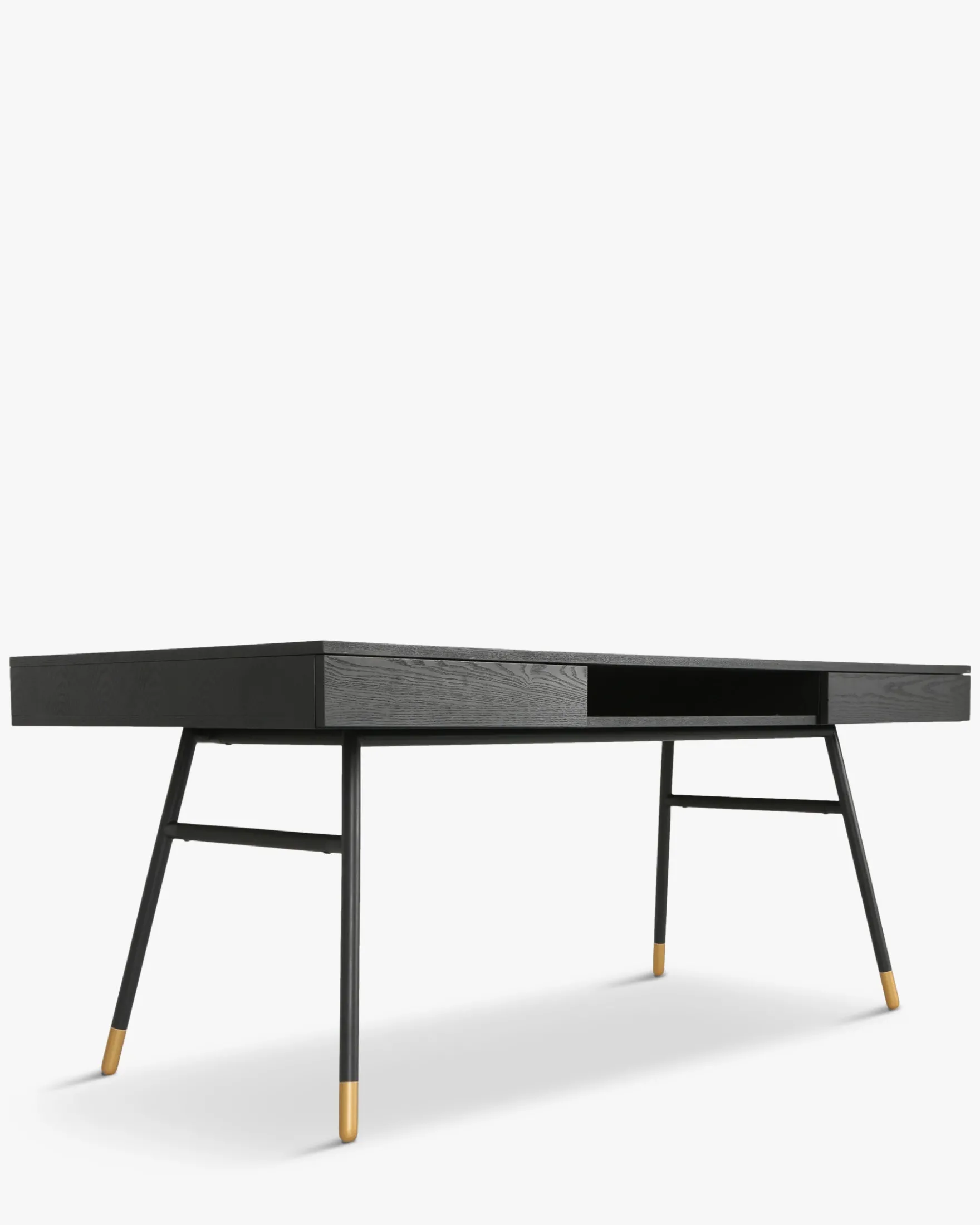 Bureau, Bois de frêne, métal noir & doré, L180 Solomon