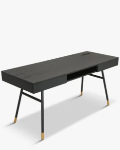 Bureau, Bois de frêne, métal noir & doré, L160 Solomon