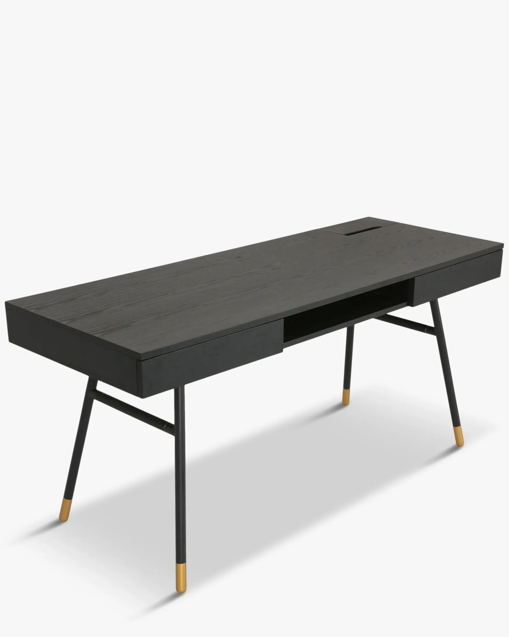 Bureau, Bois de frêne, métal noir & doré, L160 Solomon