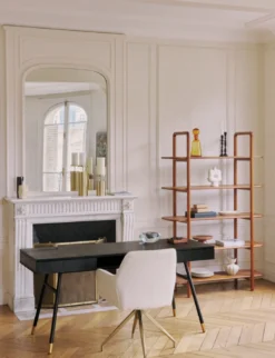 Bureau, Bois de frêne, métal noir & doré, L160 Solomon