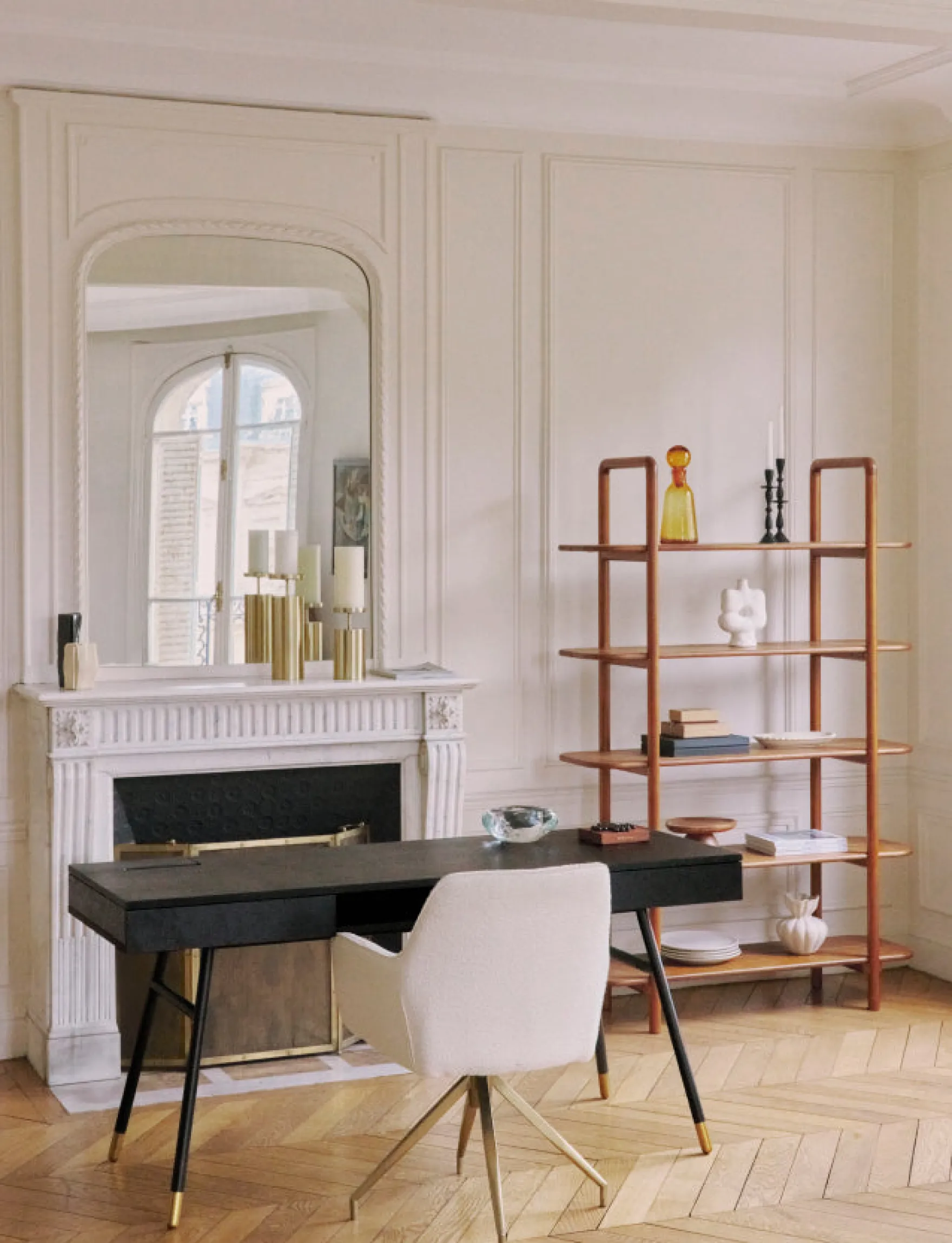 Bureau, Bois de frêne, métal noir & doré, L160 Solomon