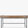 Bureau, Bois de frêne teinte noyer, métal noir & doré, L160 Jeffrey