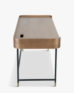 Bureau, Bois de frêne teinte noyer, métal noir & doré, L160 Jeffrey