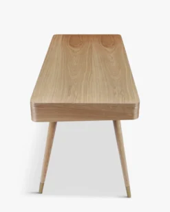 Bureau, Bois naturel veiné & métal doré, L140 Vinyle