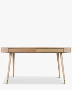 Bureau, Bois naturel veiné & métal doré, L140 Vinyle