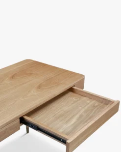 Bureau, Bois naturel veiné & métal doré, L140 Vinyle