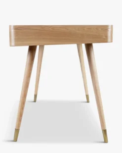 Bureau, Bois naturel veiné & métal doré, L140 Vinyle