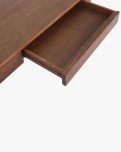 Bureau, Bois noyer & métal doré, L140 Vinyle