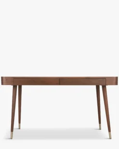 Bureau, Bois noyer & métal doré, L140 Vinyle