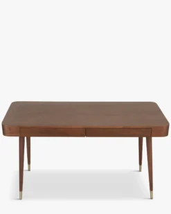 Bureau, Bois noyer & métal doré, L140 Vinyle