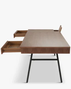 Bureau, Bois noyer & métal noir, L160 Solomon