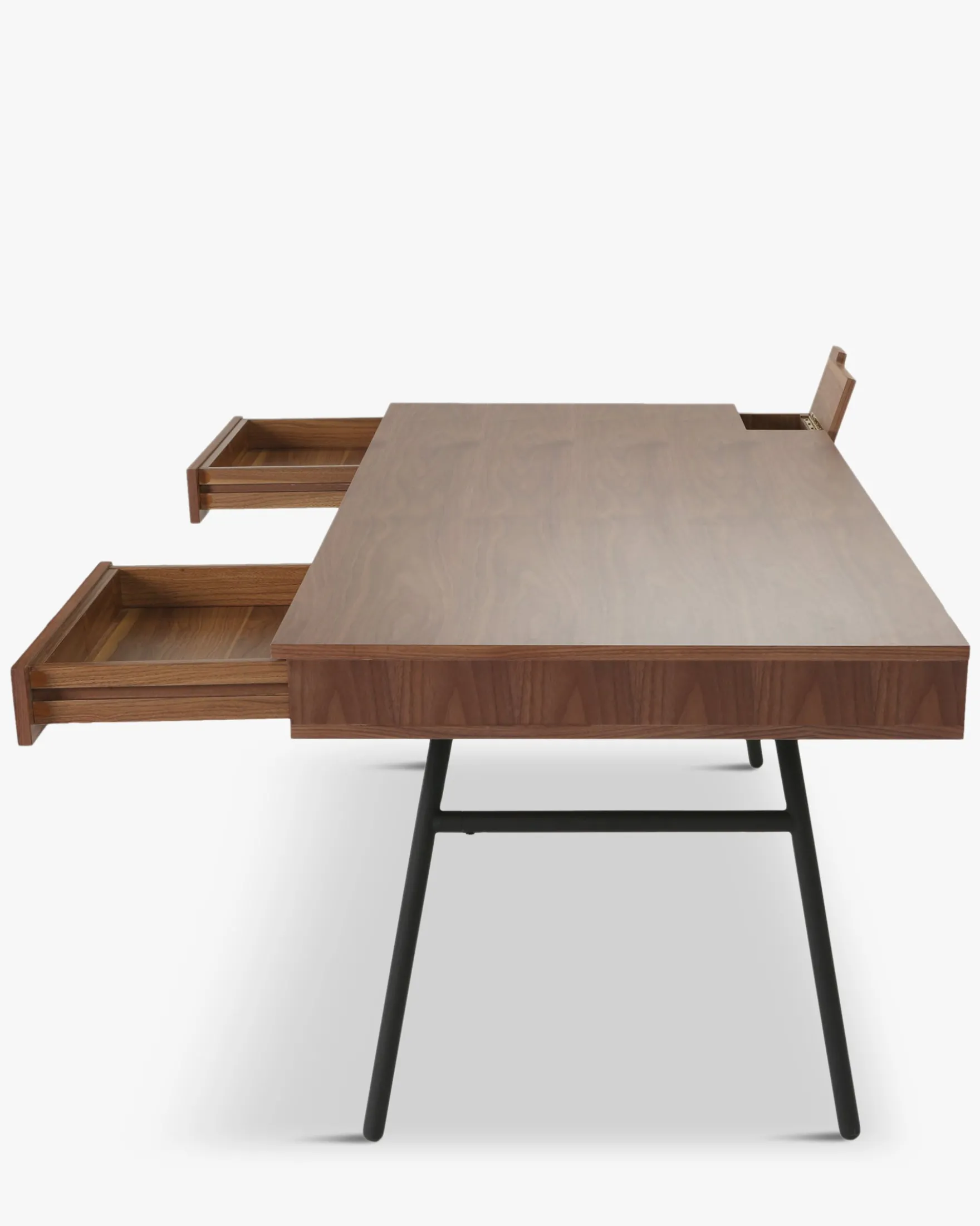 Bureau, Bois noyer & métal noir, L160 Solomon