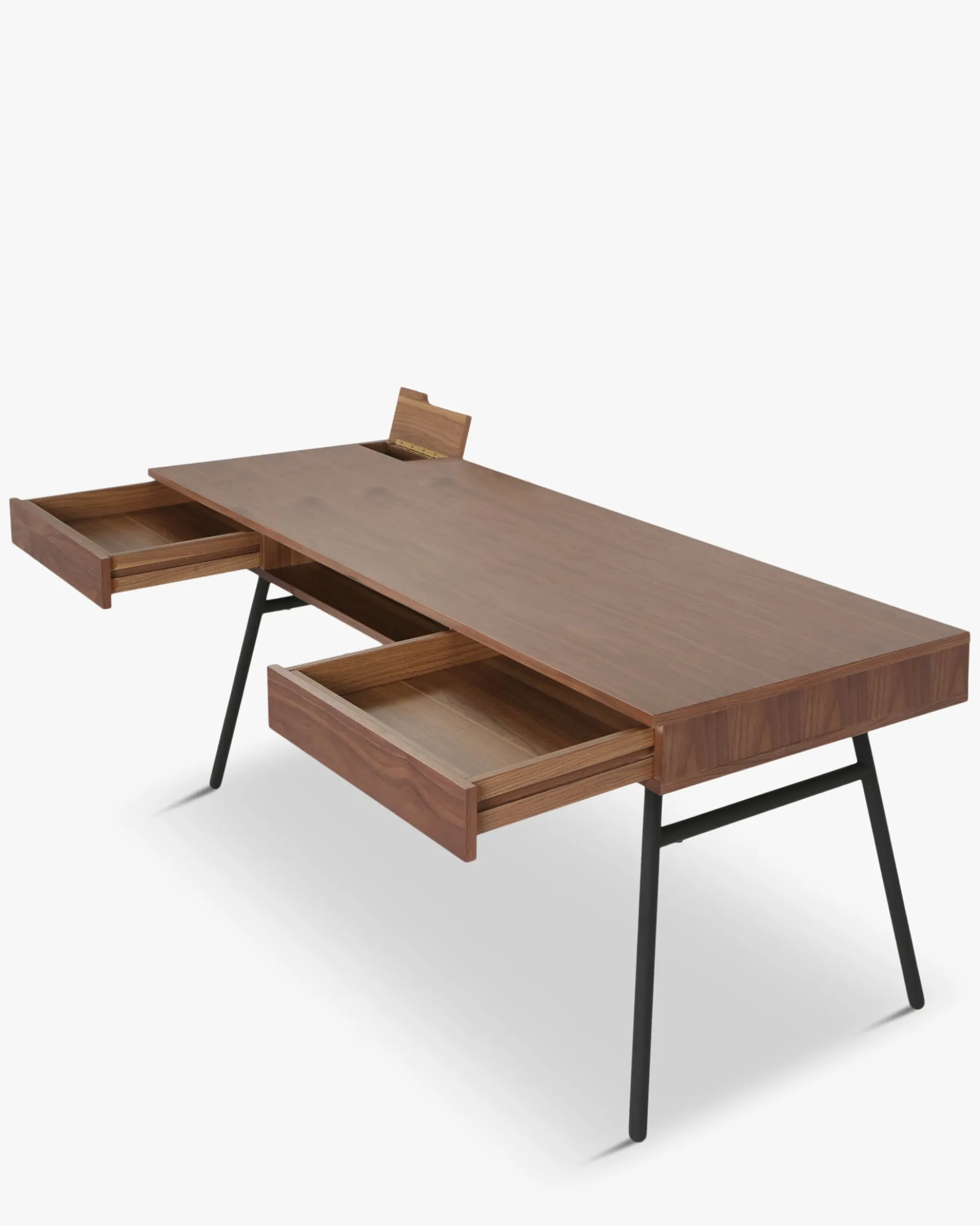 Bureau, Bois noyer & métal noir, L160 Solomon