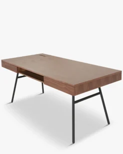 Bureau, Bois noyer & métal noir, L160 Solomon
