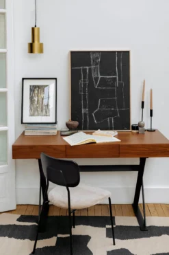 Bureau, Bois noyer & métal noir, L140 Tuxedo