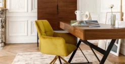 Bureau, Bois noyer & métal noir, L140 Tuxedo