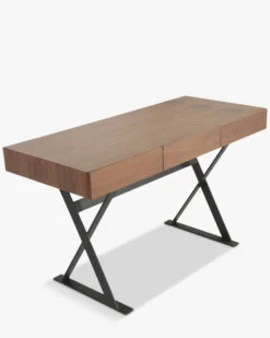 Bureau, Bois noyer & métal noir, L140 Tuxedo
