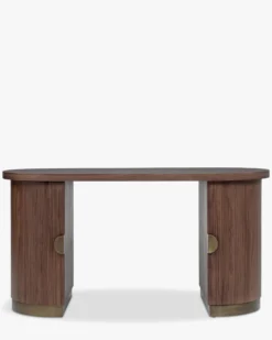 Bureau, Bois teinté noyer & Bronze, L145 Karola