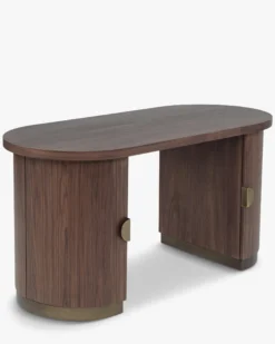 Bureau, Bois teinté noyer & Bronze, L145 Karola