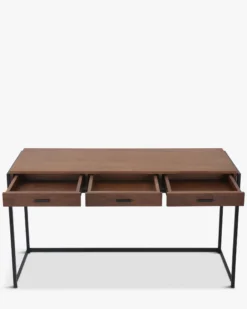 Bureau ou console, Bois de noyer & métal noir, L140 Bruce