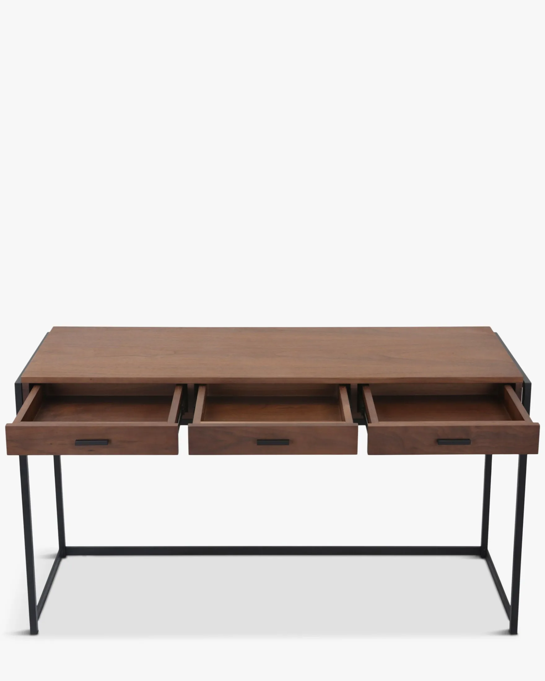Bureau ou console, Bois de noyer & métal noir, L140 Bruce