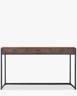 Bureau ou console, Bois de noyer & métal noir, L140 Bruce