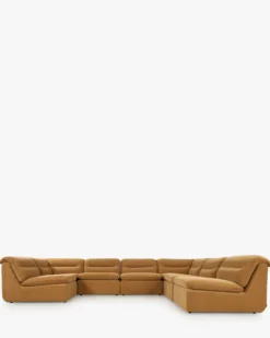 Canapé angle double modulable, Marron sienne déperlant Pulp