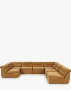 Canapé angle double modulable, Marron sienne déperlant Pulp