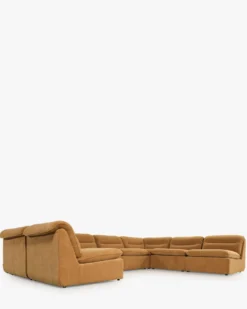 Canapé angle double modulable, Marron sienne déperlant Pulp