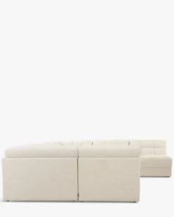 Canapé d'angle double modulable, Blanc avoine bouclé, L382 Paul