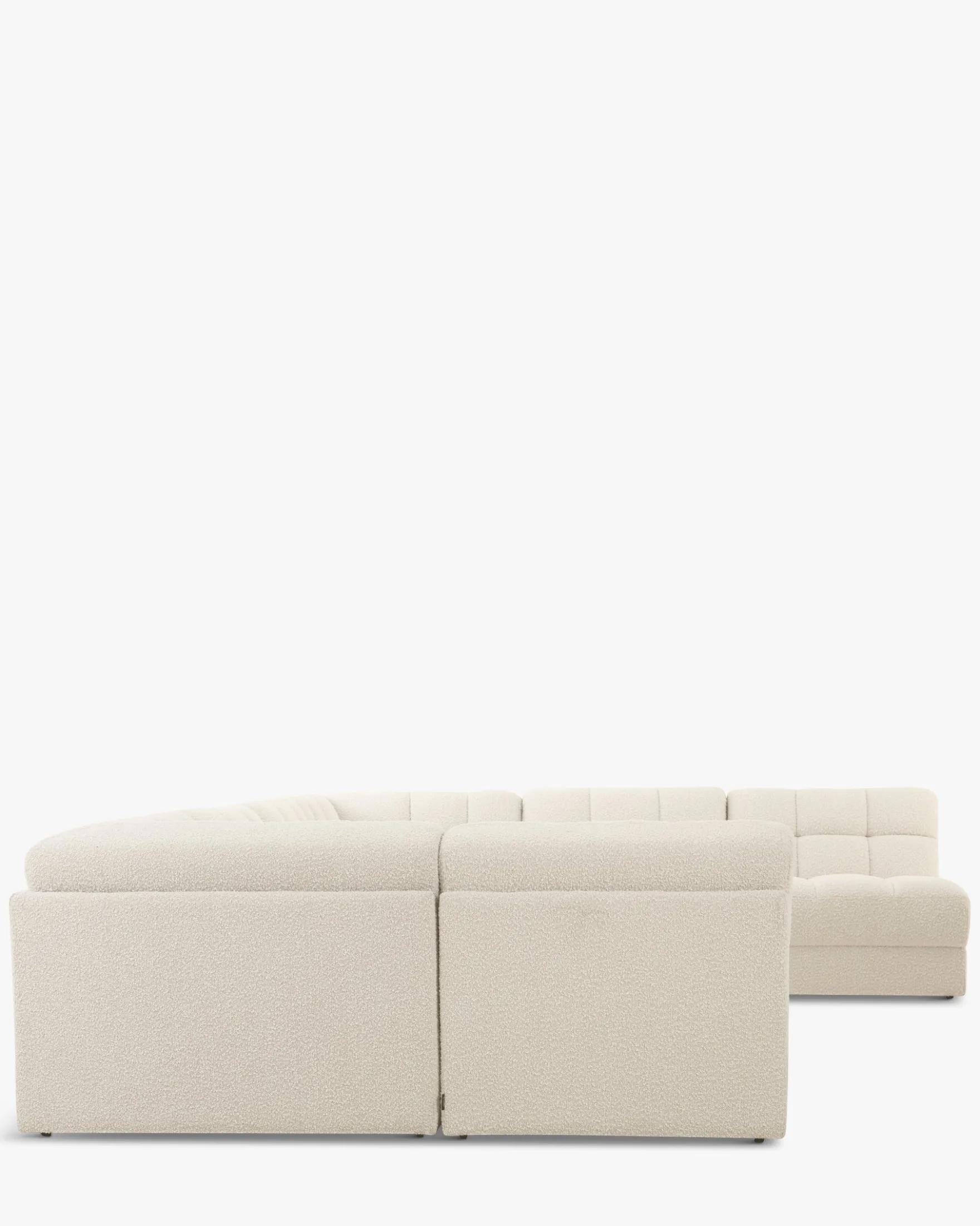 Canapé d'angle double modulable, Blanc avoine bouclé, L382 Paul
