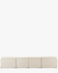 Canapé d'angle double modulable, Blanc avoine bouclé, L382 Paul