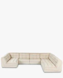Canapé d'angle double modulable, Velours beige pampa anti-tâches, L382 Paul