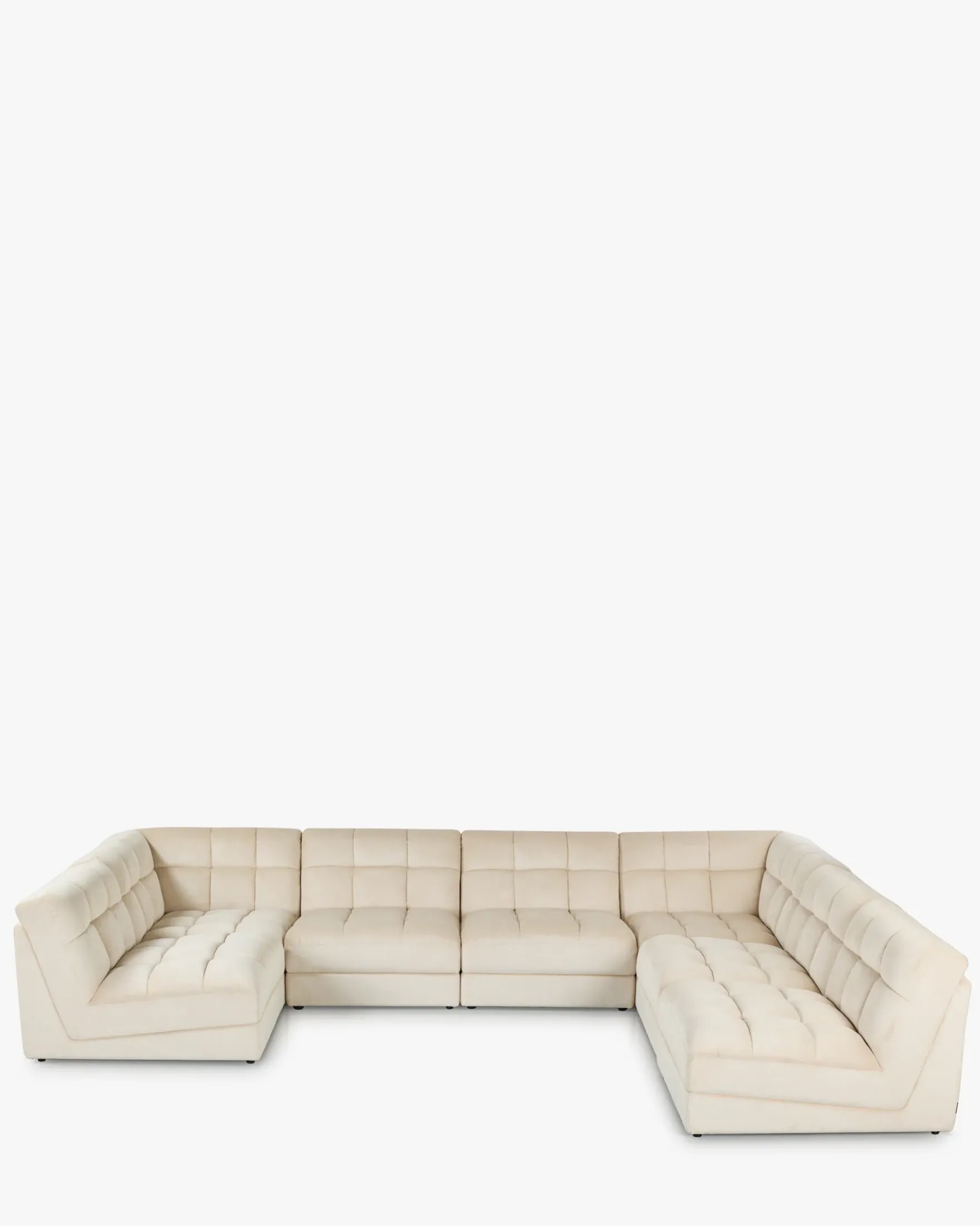 Canapé d'angle double modulable, Velours beige pampa anti-tâches, L382 Paul