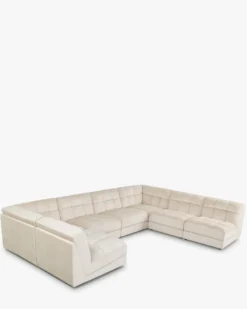 Canapé d'angle double modulable, Velours beige pampa anti-tâches, L382 Paul