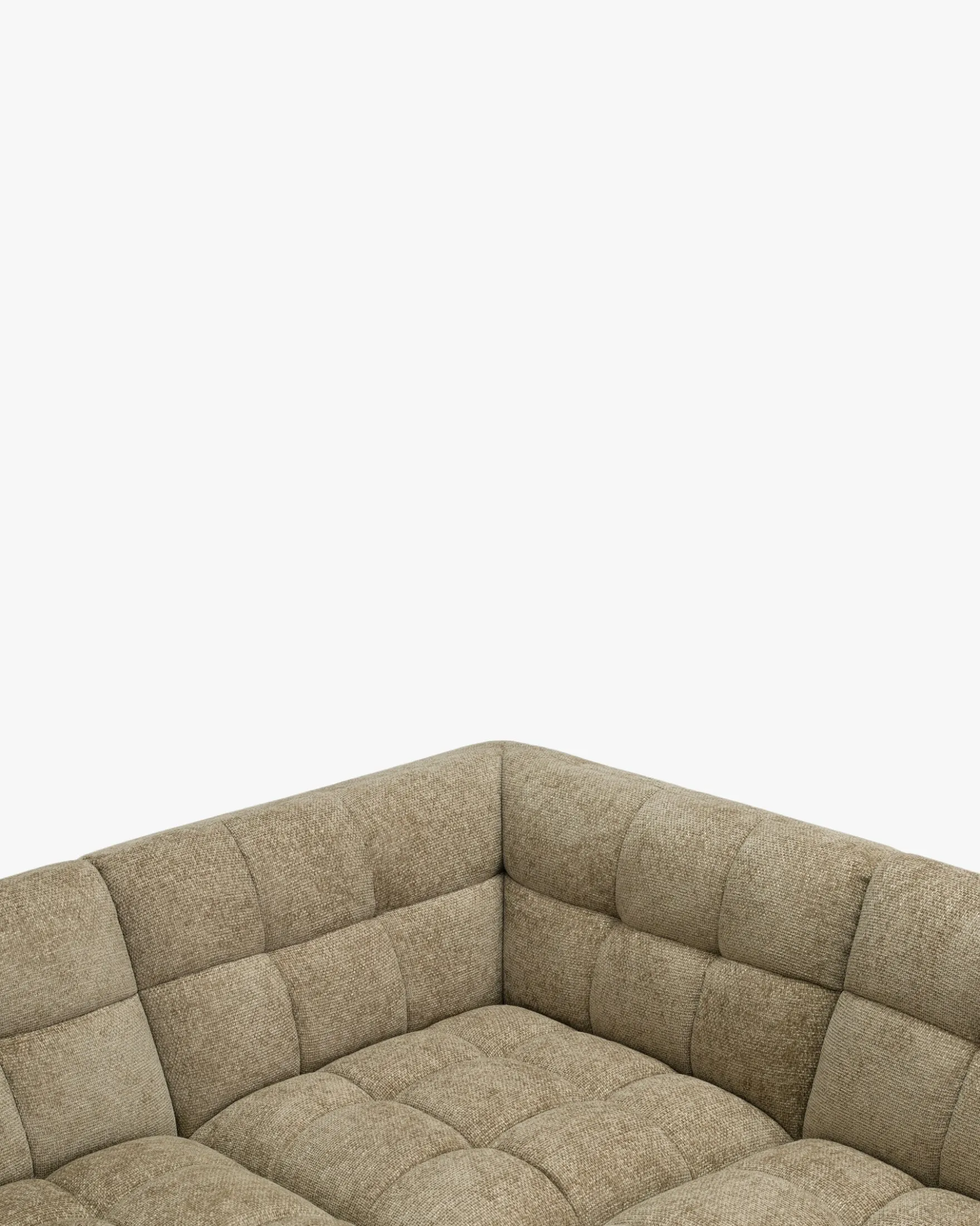 Canapé d'angle double modulable, Tweed taupe, L382 Paul