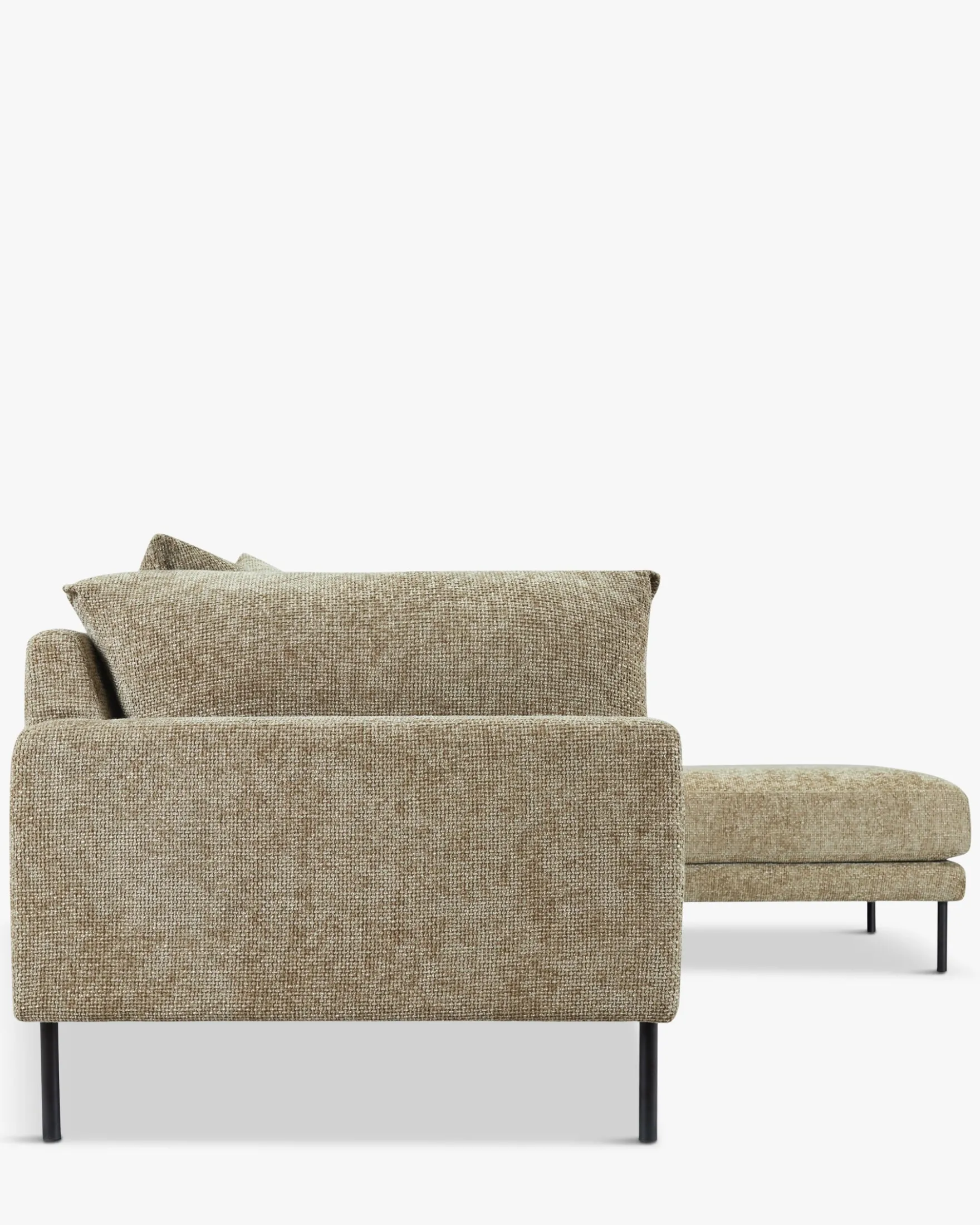 Canapé d'angle droit, Tweed taupe & métal noir, L286 Ethan