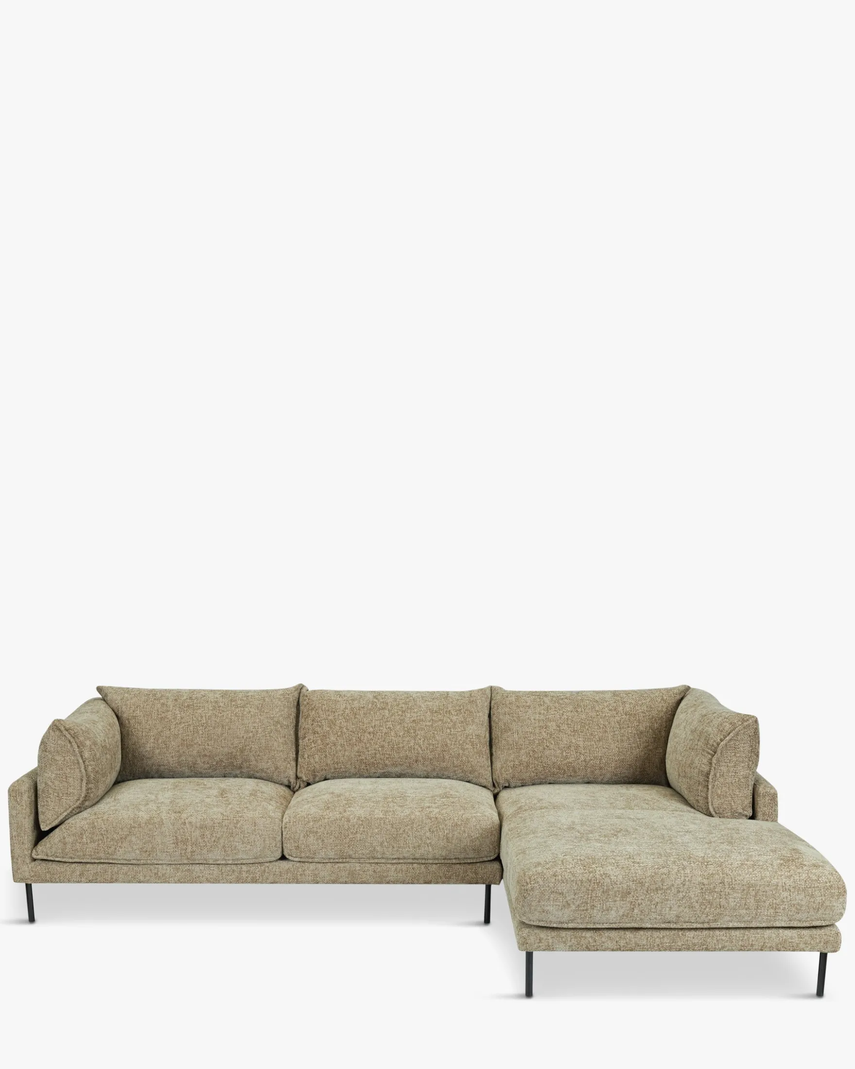Canapé d'angle droit, Tweed taupe & métal noir, L286 Ethan