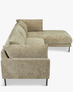 Canapé d'angle droit, Tweed taupe & métal noir, L286 Ethan