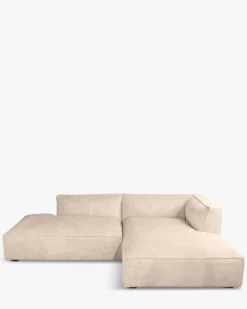 Canapé d'angle droit, Velours côtelé chocolat blanc, L260 Auster