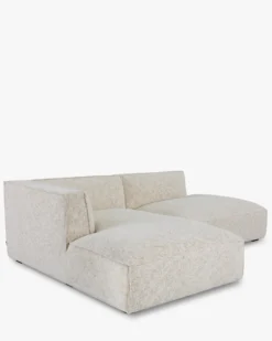 Canapé d'angle gauche, Tweed beige moucheté, L260 Auster