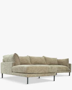 Canapé d'angle gauche, Tweed taupe & métal noir, L286 Ethan