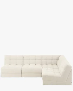 Canapé d'angle modulable, Blanc avoine bouclé, L276 Paul