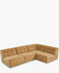 Canapé d'angle modulable, Camel crêpé, L273 Paul