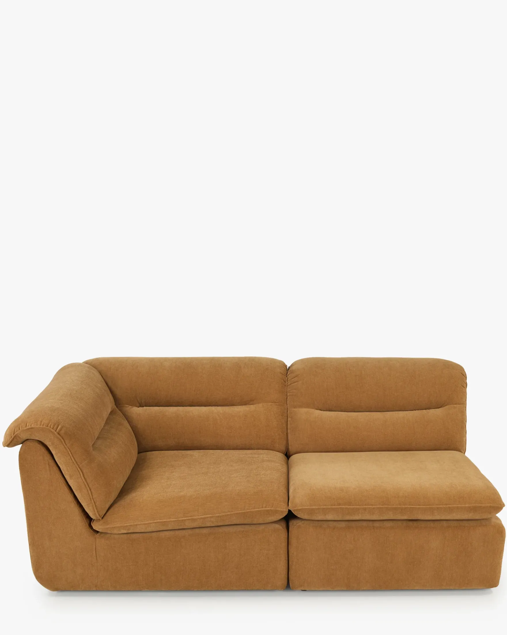 Canapé d'angle modulable, Marron sienne déperlant Pulp