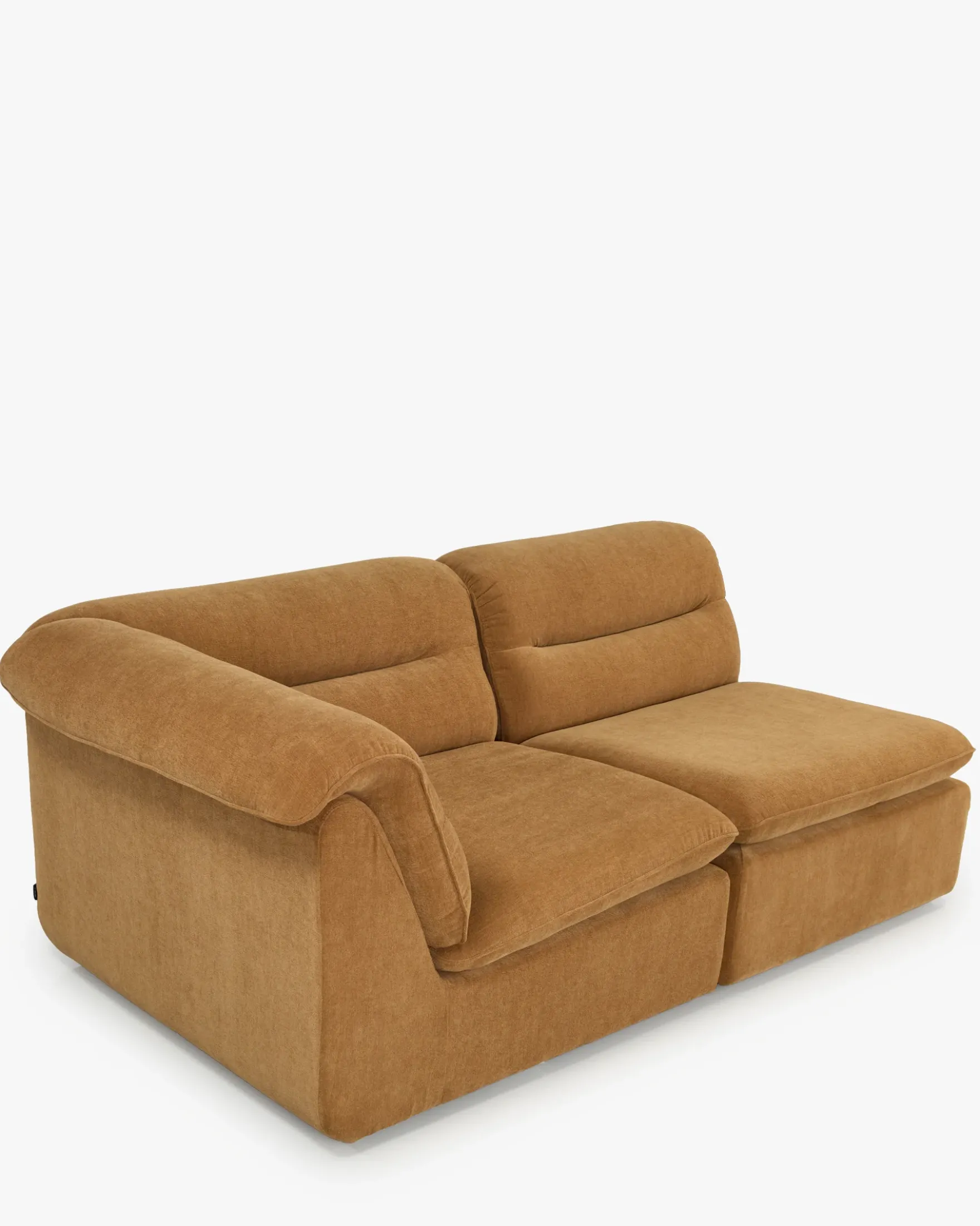 Canapé d'angle modulable, Marron sienne déperlant Pulp