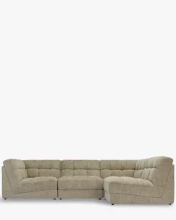 Canapé d'angle modulable, Tweed taupe, L297 Paul