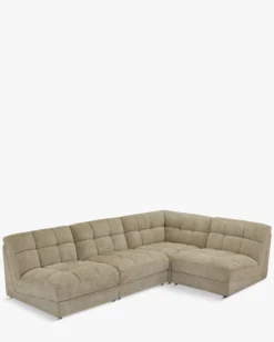 Canapé d'angle modulable, Tweed taupe, L276 Paul